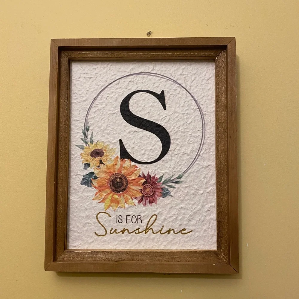 ☀️NEW Ashland Wall Art Decor S is For Sunshine Farmhouse Style